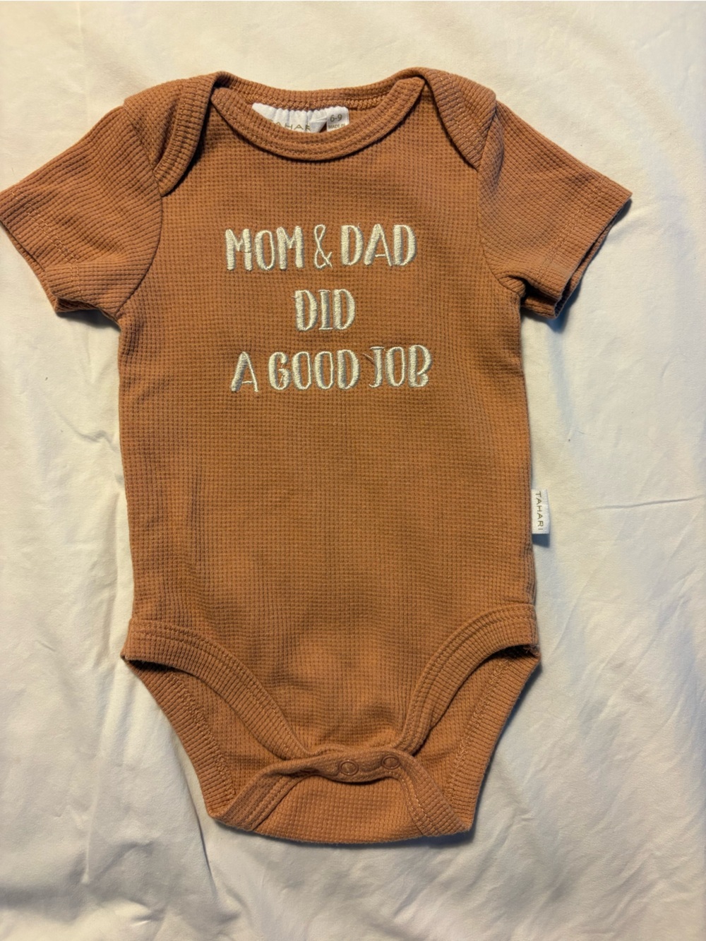Tahari Kids One-Piece in Rust with 'Mom & Dad Did a Good Job' Print 6-9M